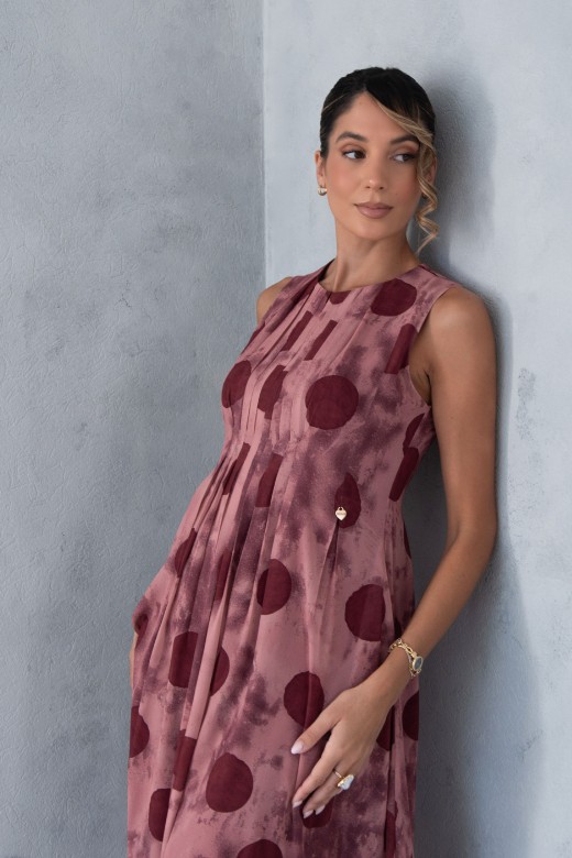 Robe midi imprime avec dtail de plis