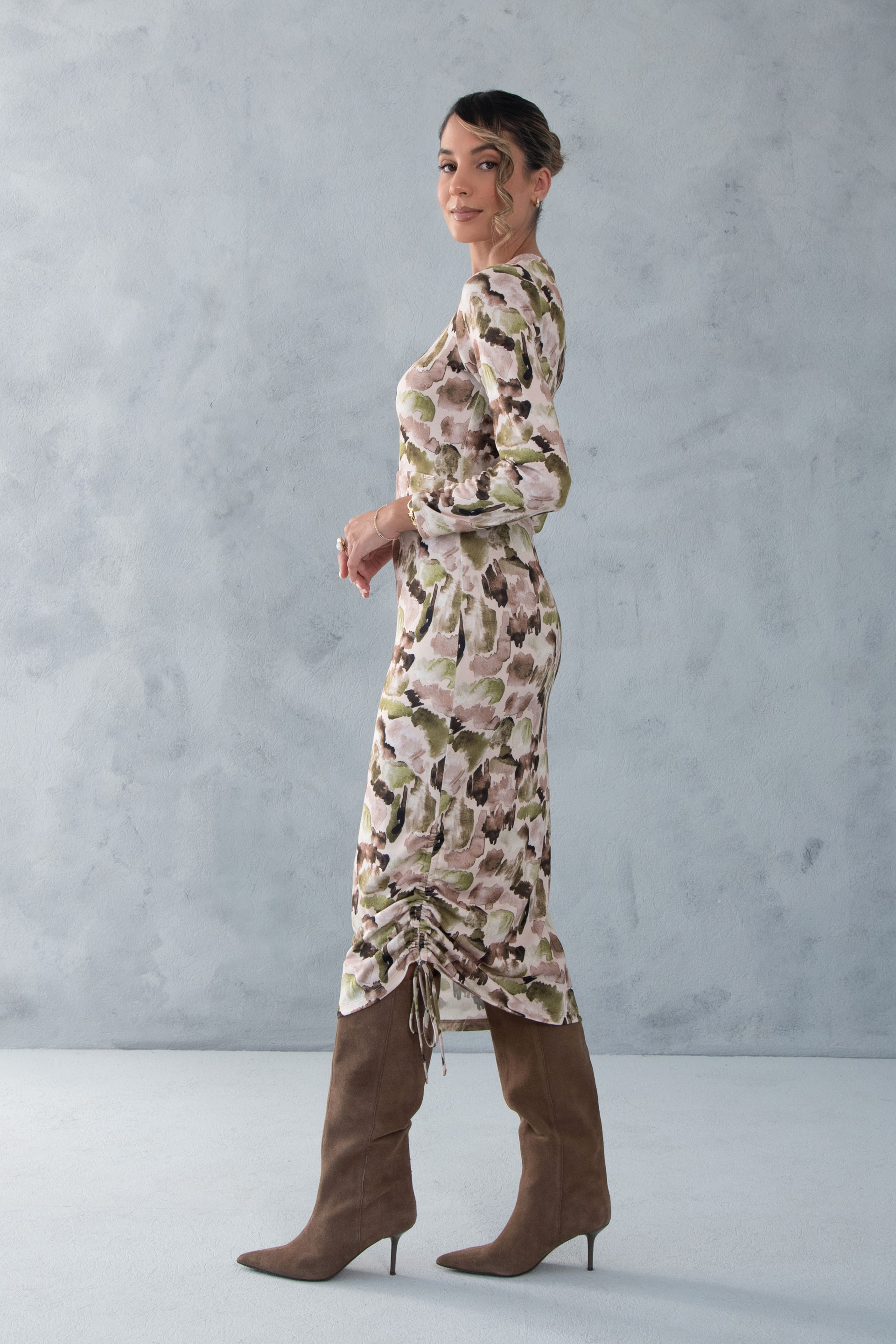 Robe midi imprimée en maille