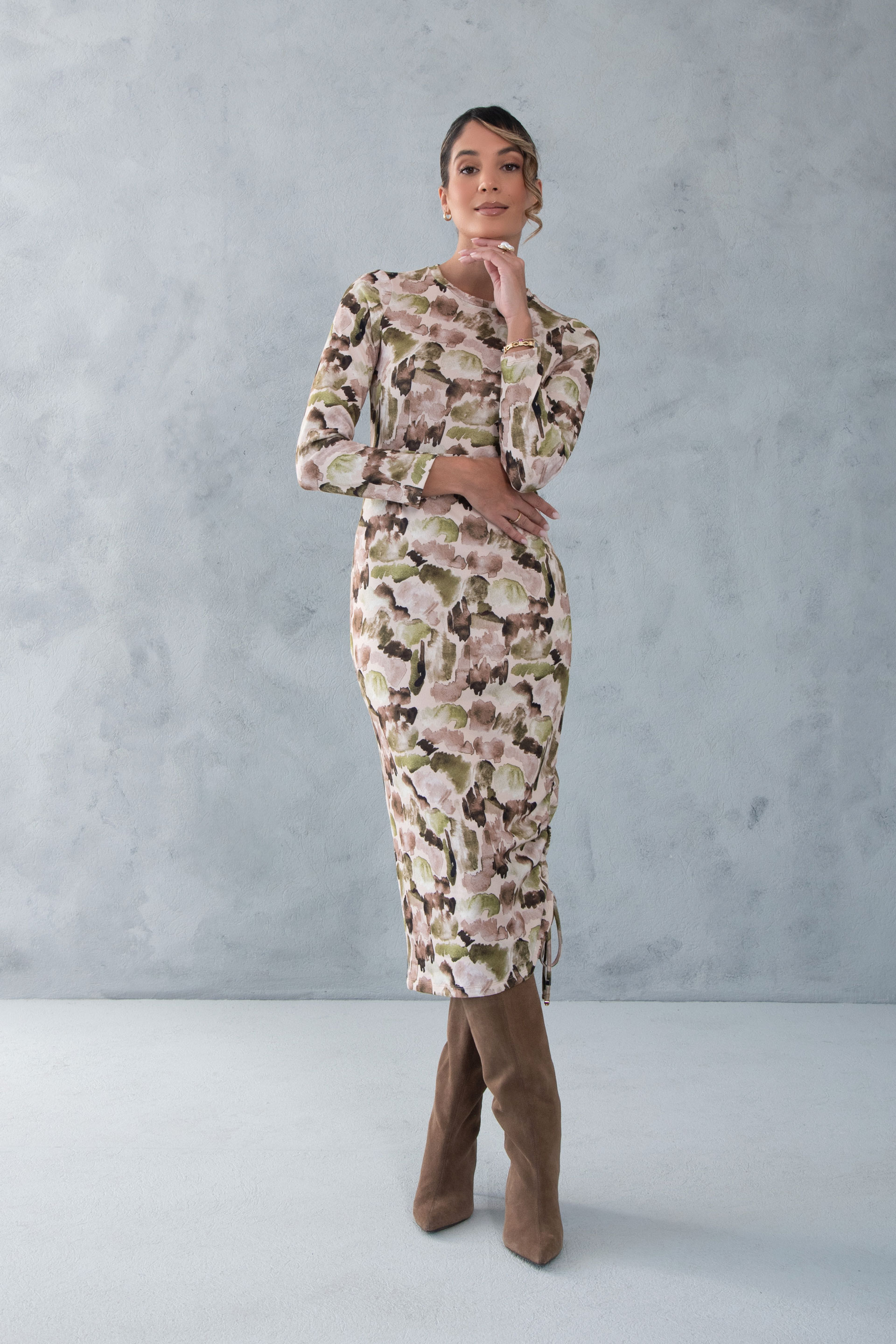 Robe midi imprimée en maille