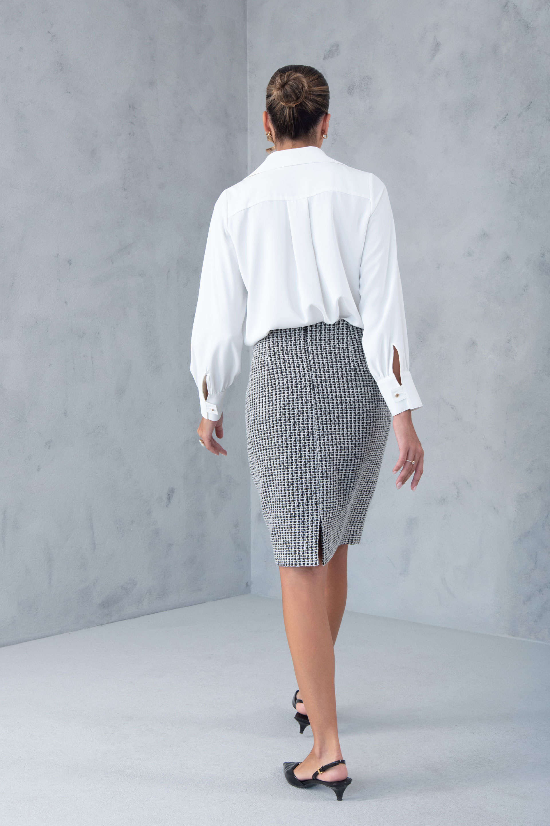 Structured tweed fabric skirt