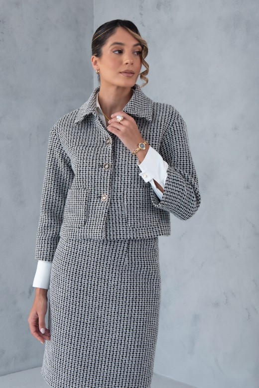 Veste courte structure en tweed