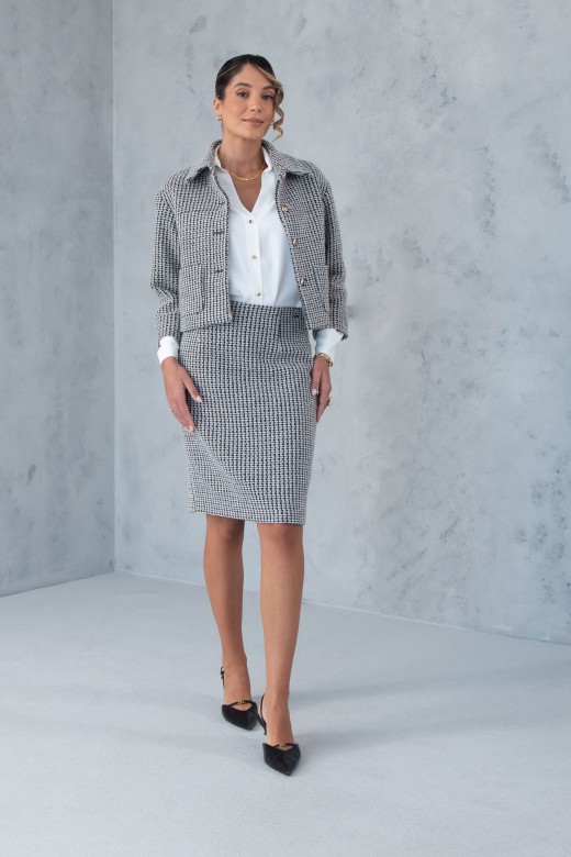 Jupe structure en tissu tweed