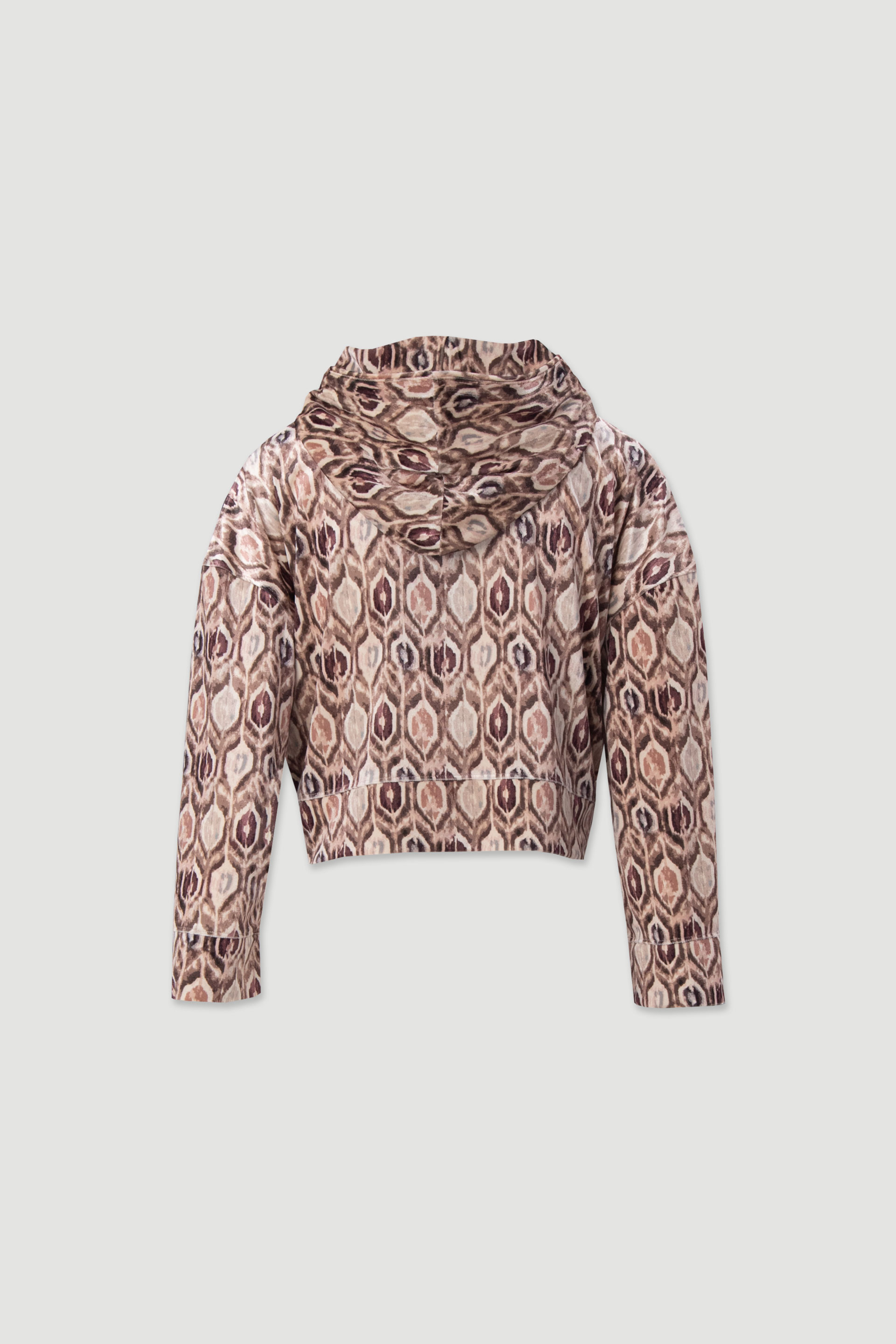 Sudadera en tejido de terciopelo estampado con capucha