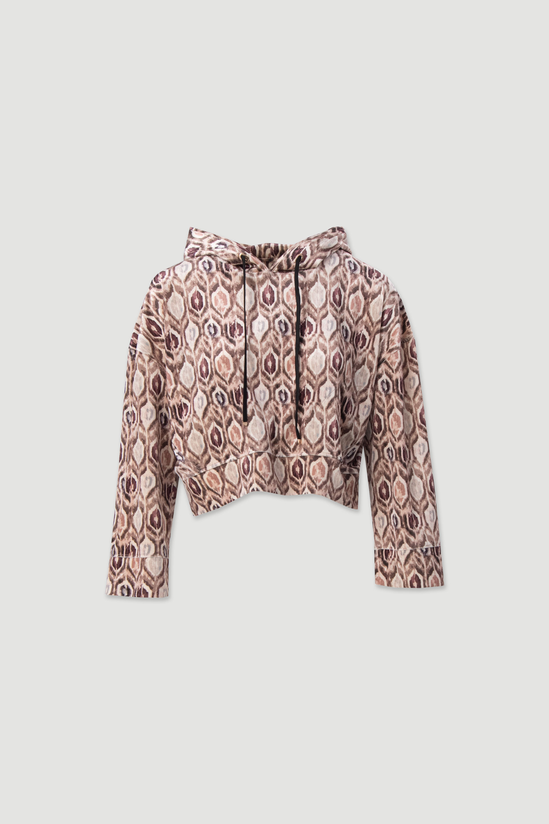 Sudadera en tejido de terciopelo estampado con capucha