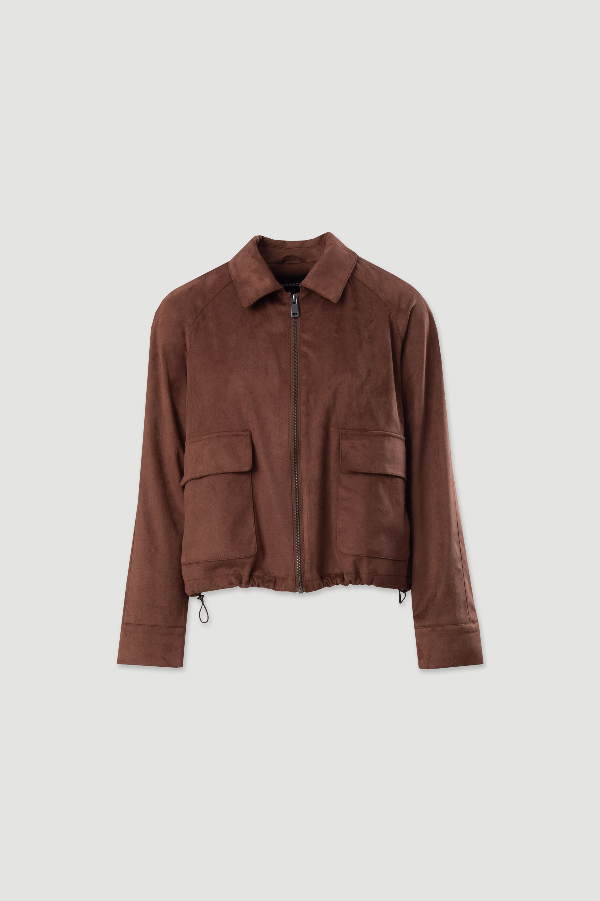 Cazadora de efecto ante con bolsillos frontales