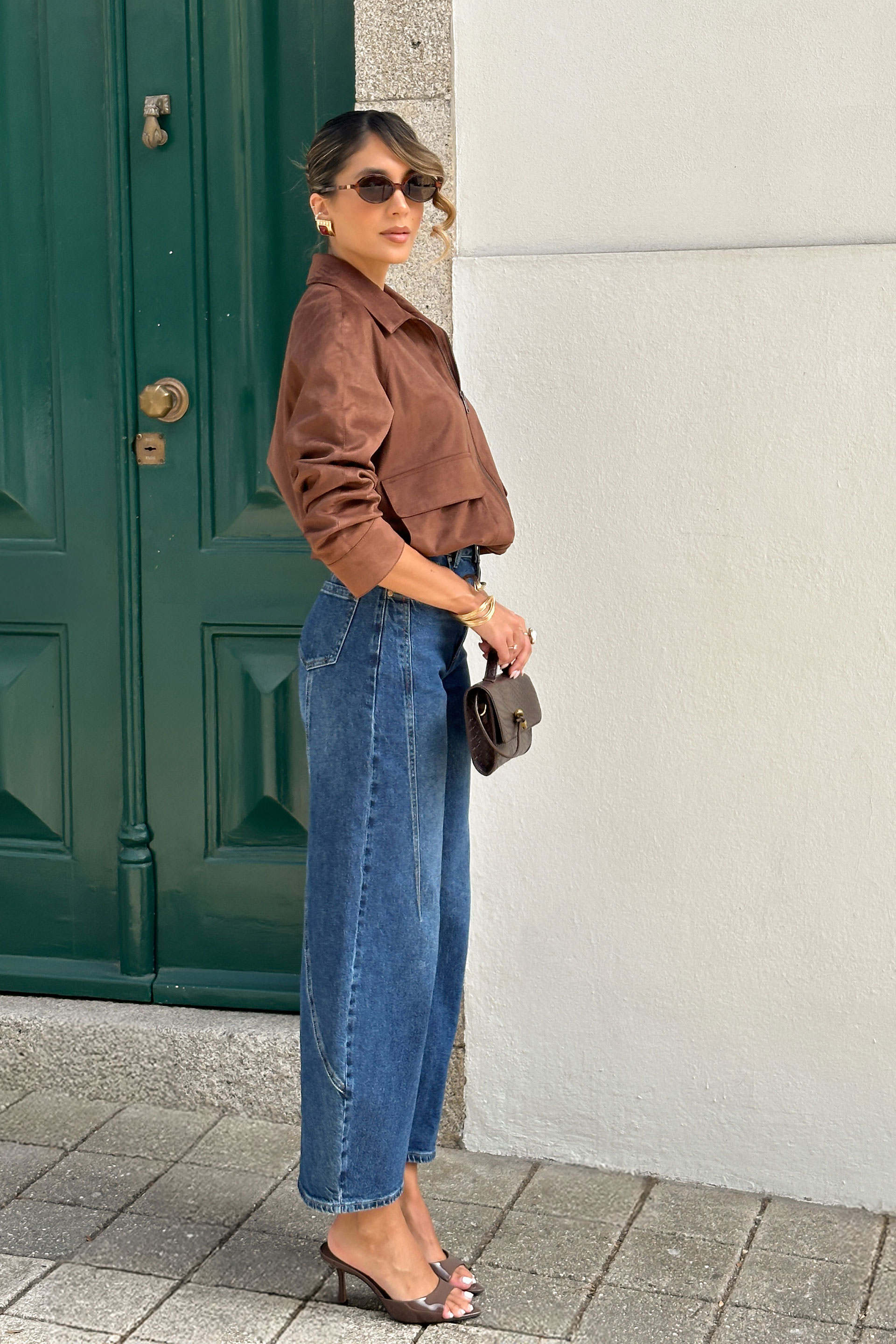 Jeans estilo globo de tiro alto