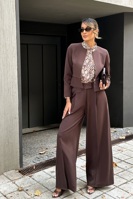 Pantaln clsico wide leg de tiro alto