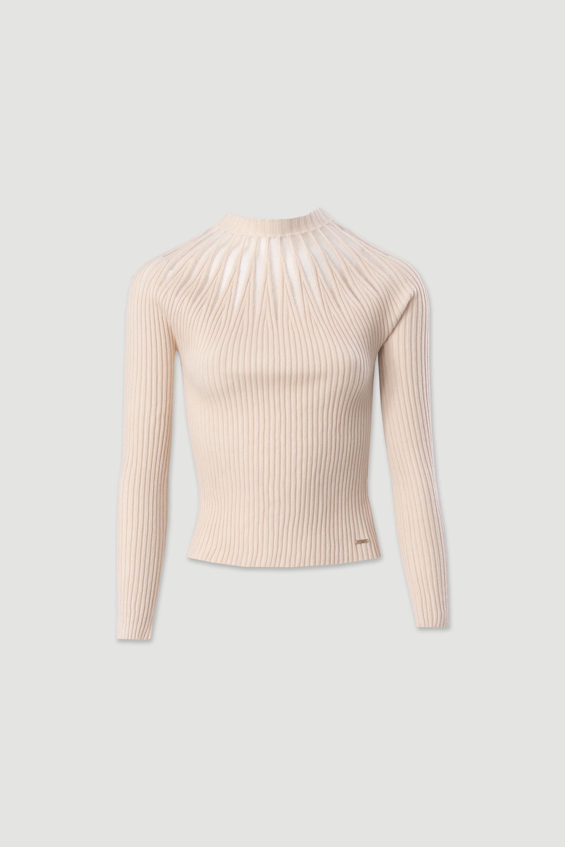 Jersey de punto canalé con detalle de tejido transparente