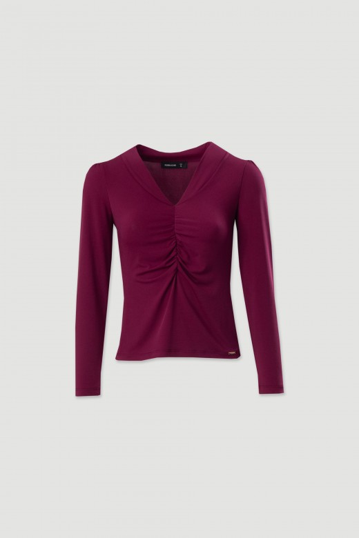 Pull en maille avec fronces devant et paules rembourres