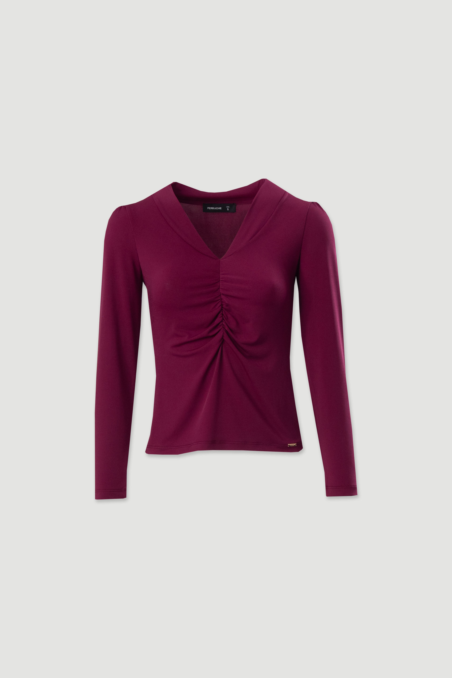 Jersey de punto con fruncido delantero y hombros acolchados