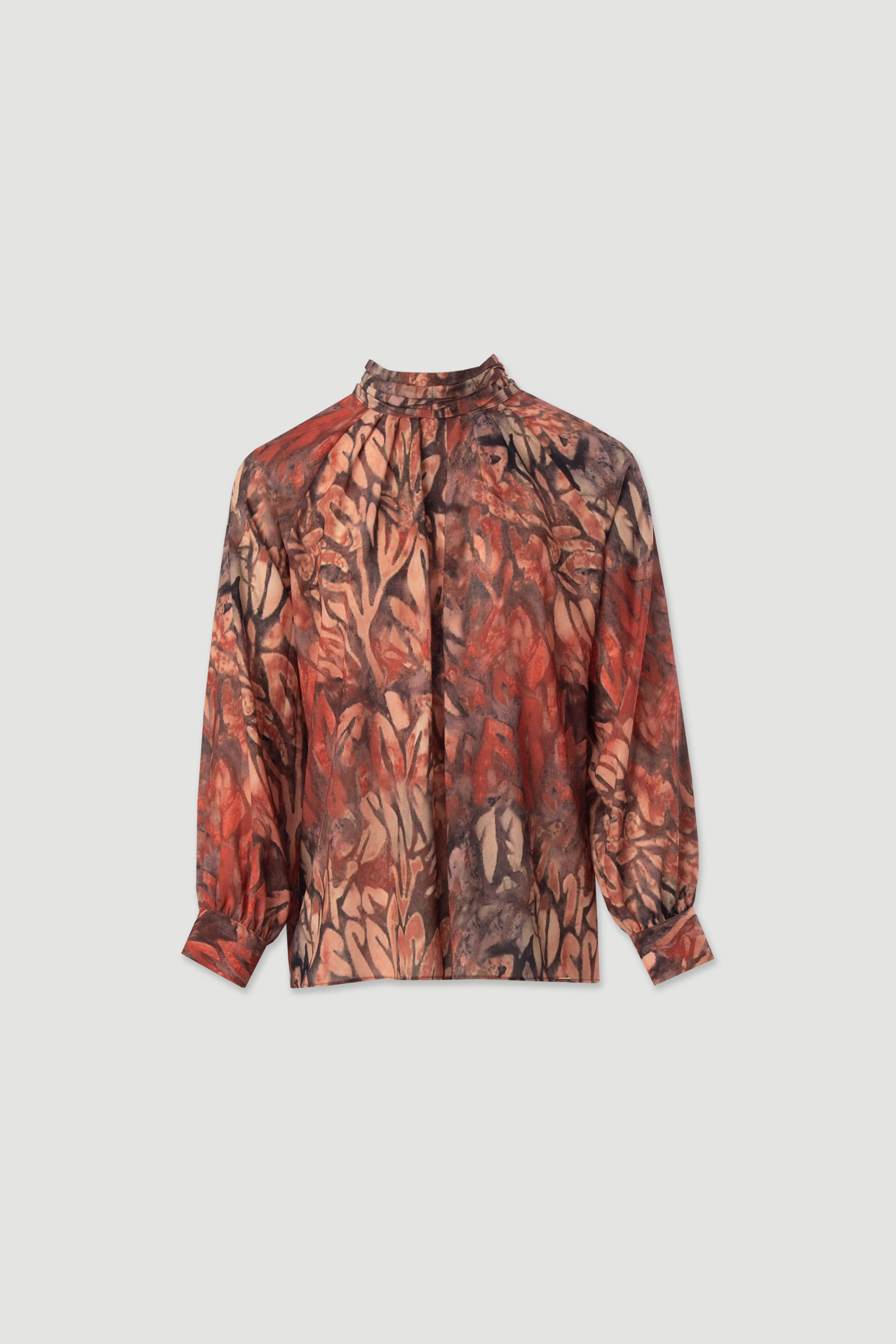 Printed blouse with draped collar