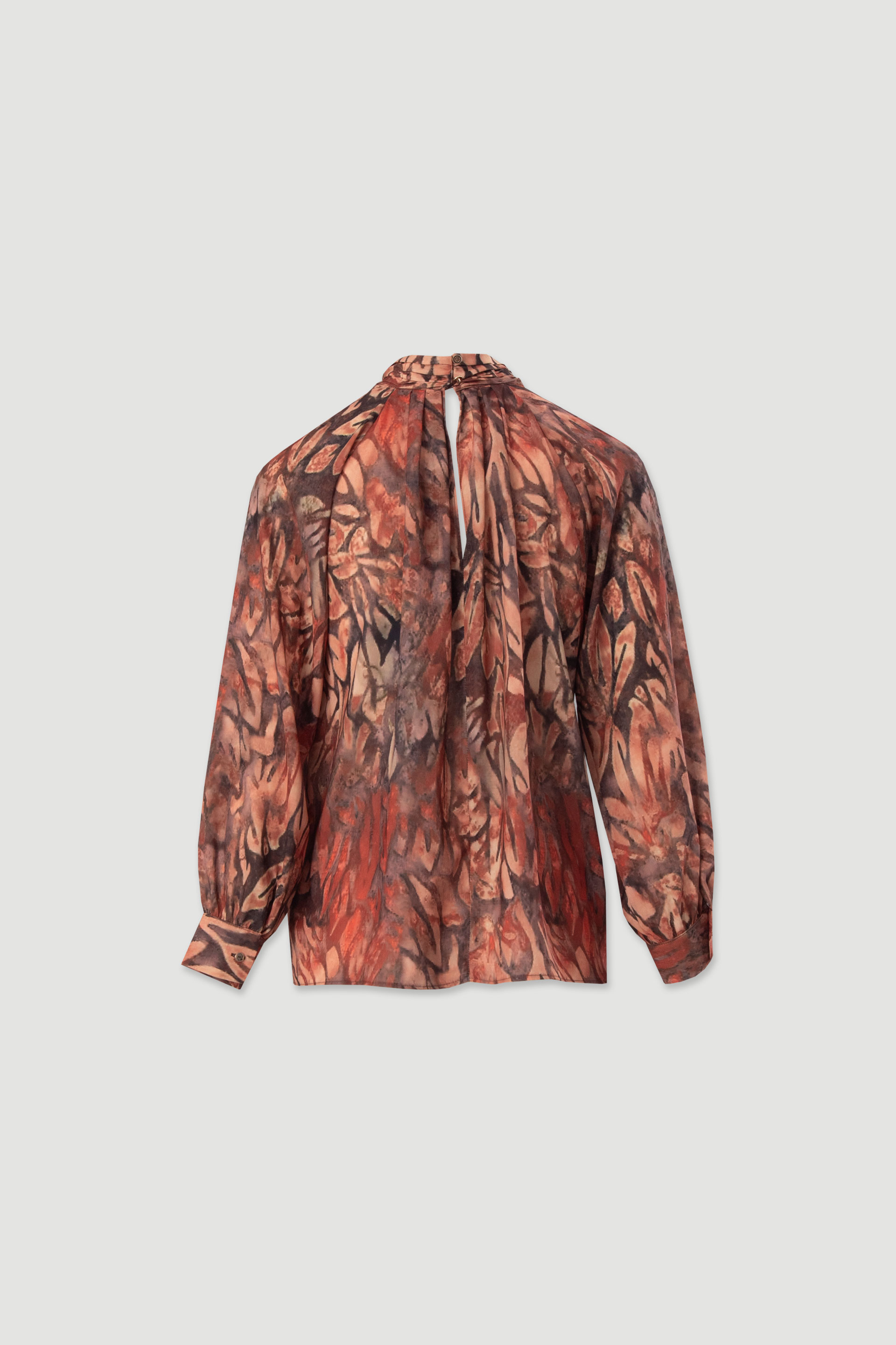 Printed blouse with draped collar