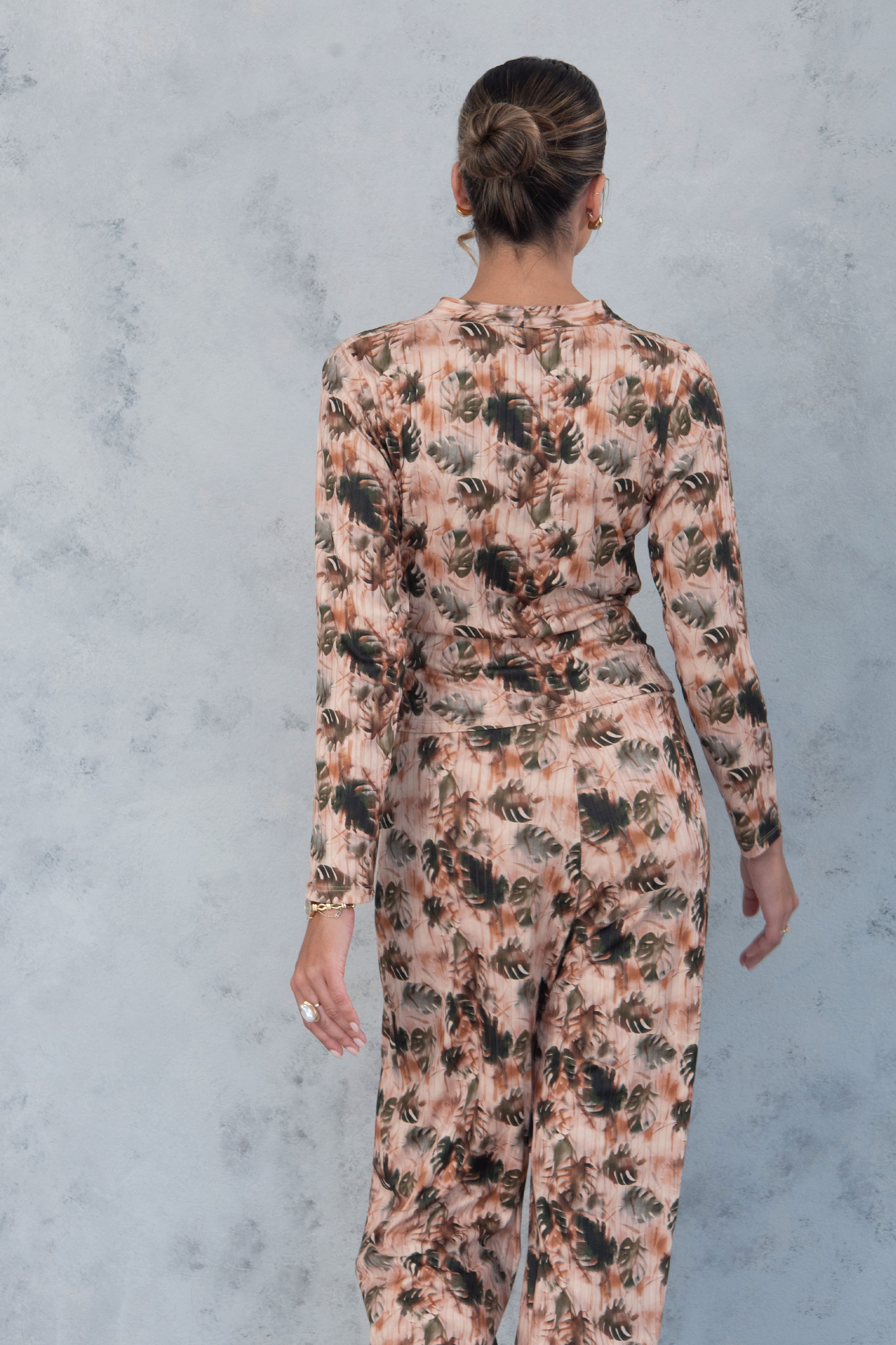 Jersey de punto estampado con detalle de canalé