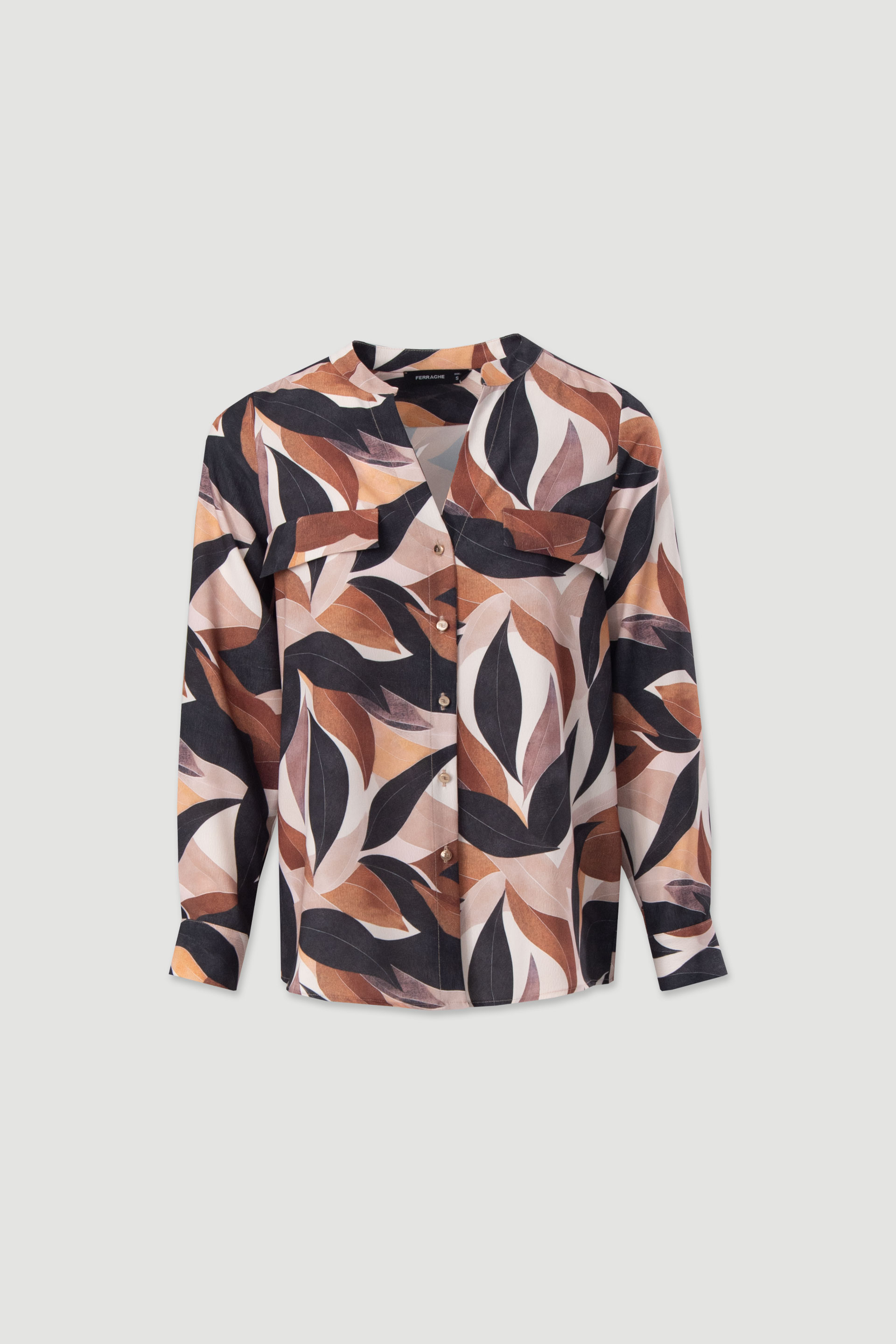 Blusa fluida estampada com manga comprida