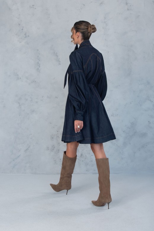 Robe courte en denim de coton