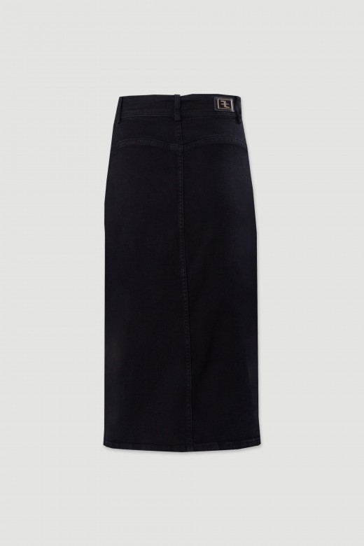 Jupe midi en coton avec fente frontale