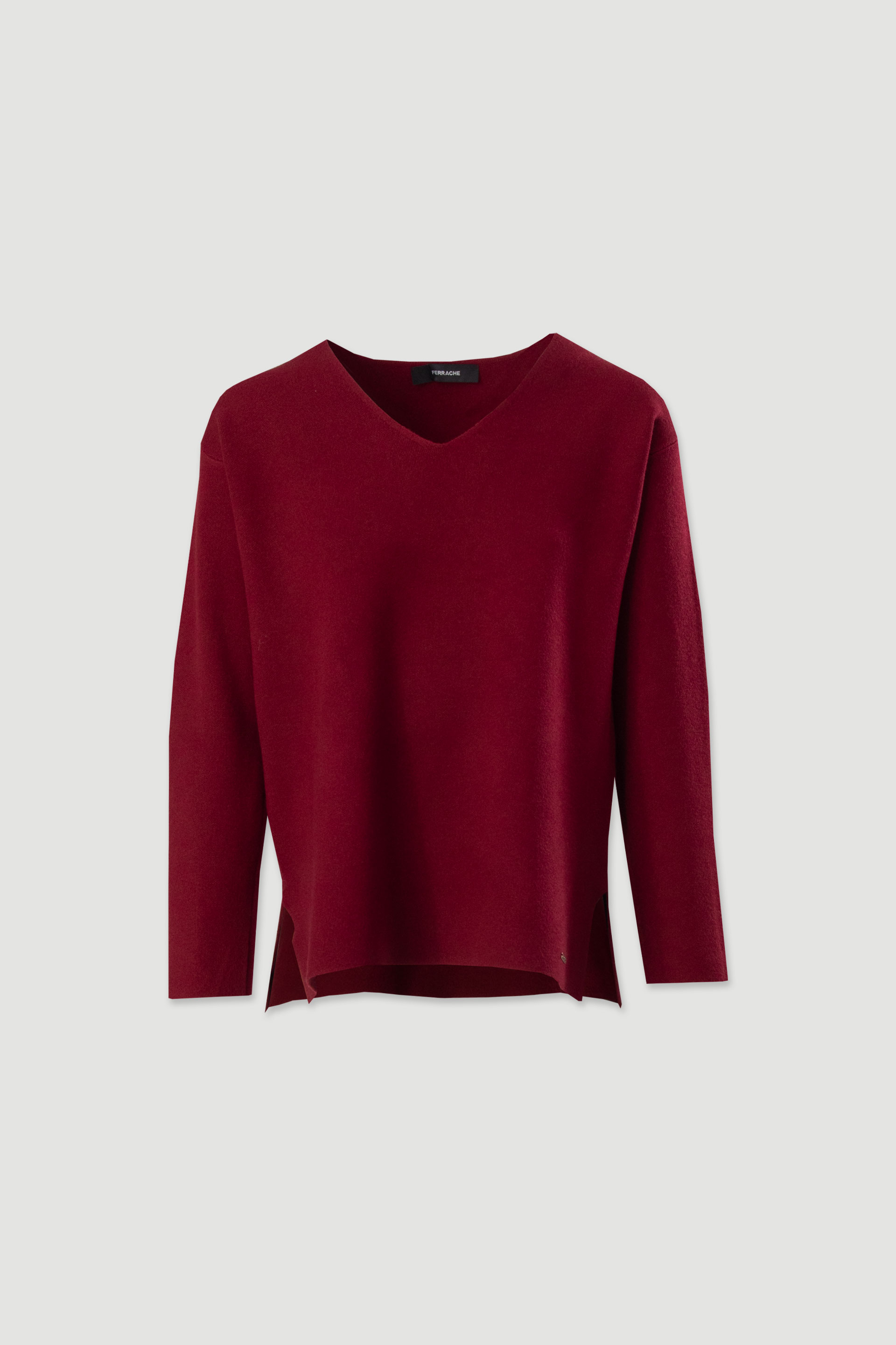 Knit sweater with v-neckline