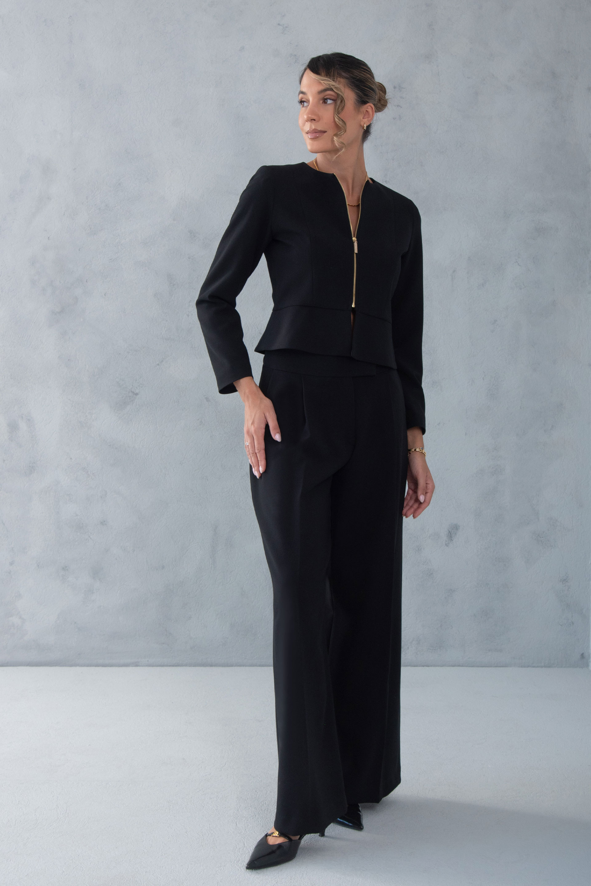 Pantalón clásico wide leg de tiro alto