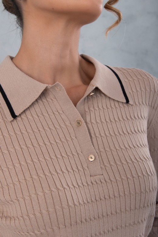 Polo en maille avec dtail de rayure contrastante