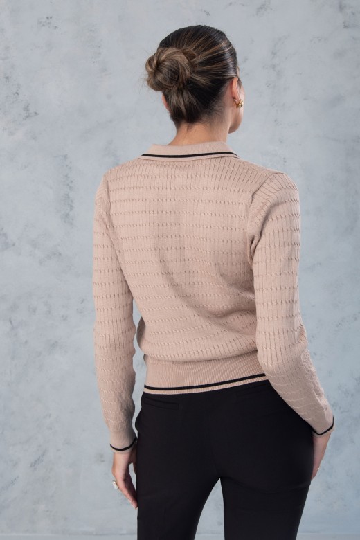 Polo en maille avec dtail de rayure contrastante