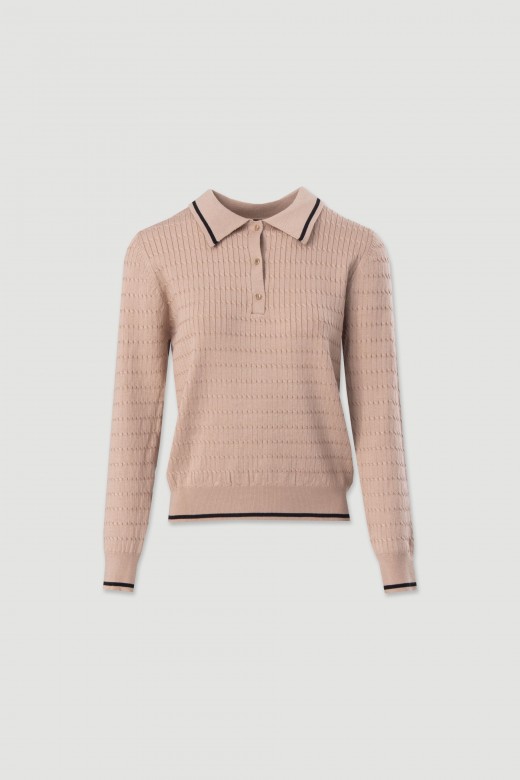 Polo en maille avec dtail de rayure contrastante