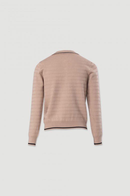 Polo en maille avec dtail de rayure contrastante