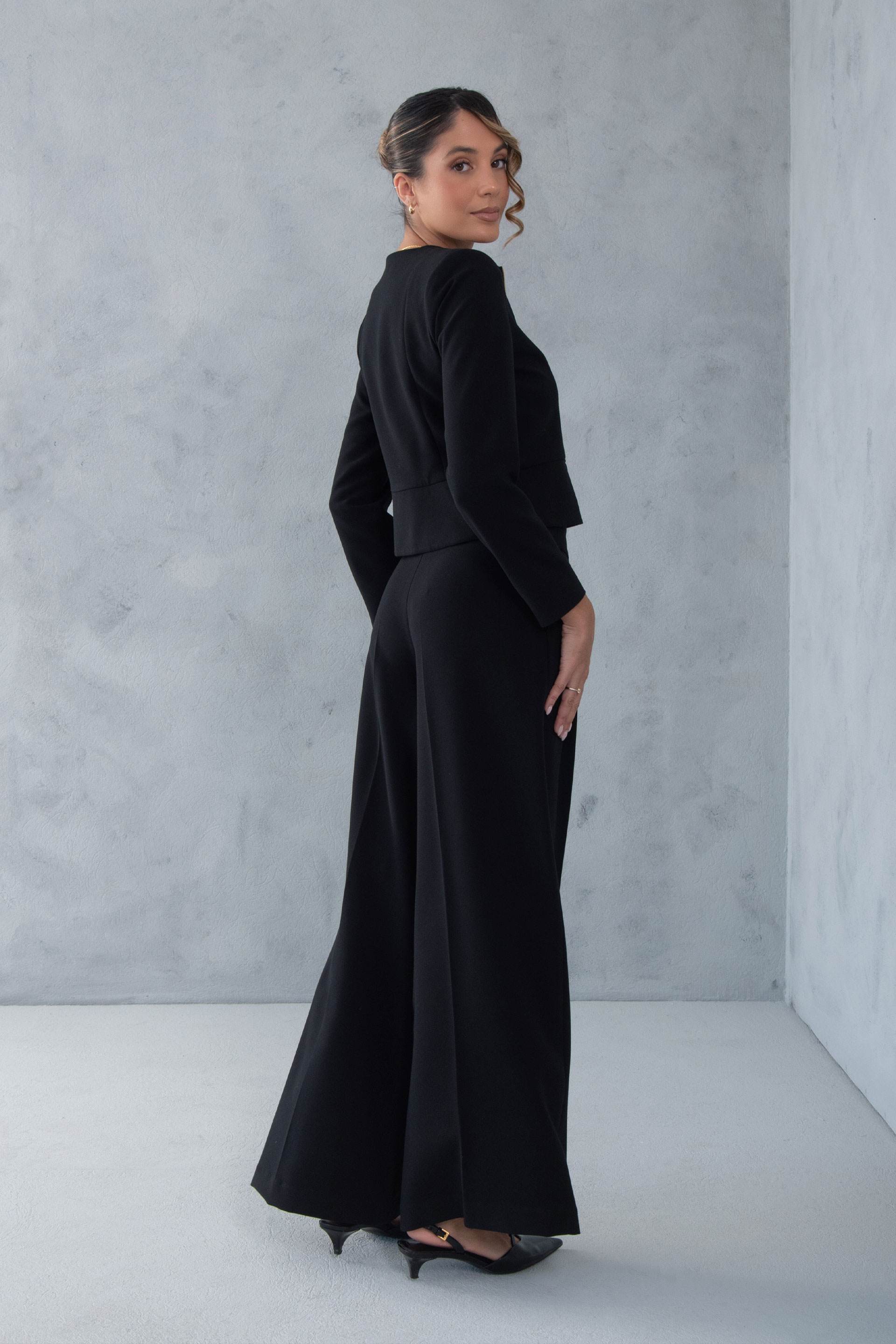 Pantalón clásico wide leg de tiro alto