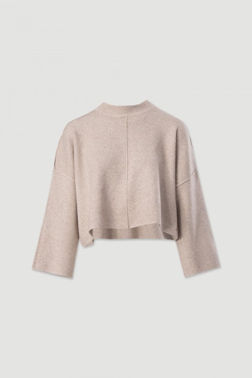 Pull court en maille avec dtail nervur