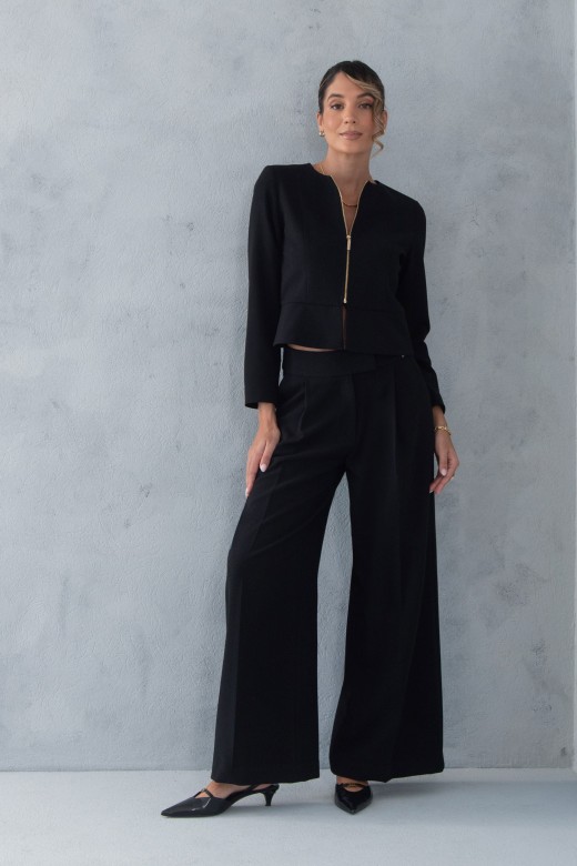 Cala clssica wide leg de cintura subida