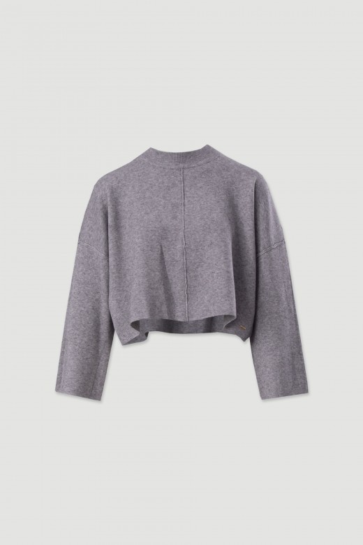 Pull court en maille avec dtail nervur