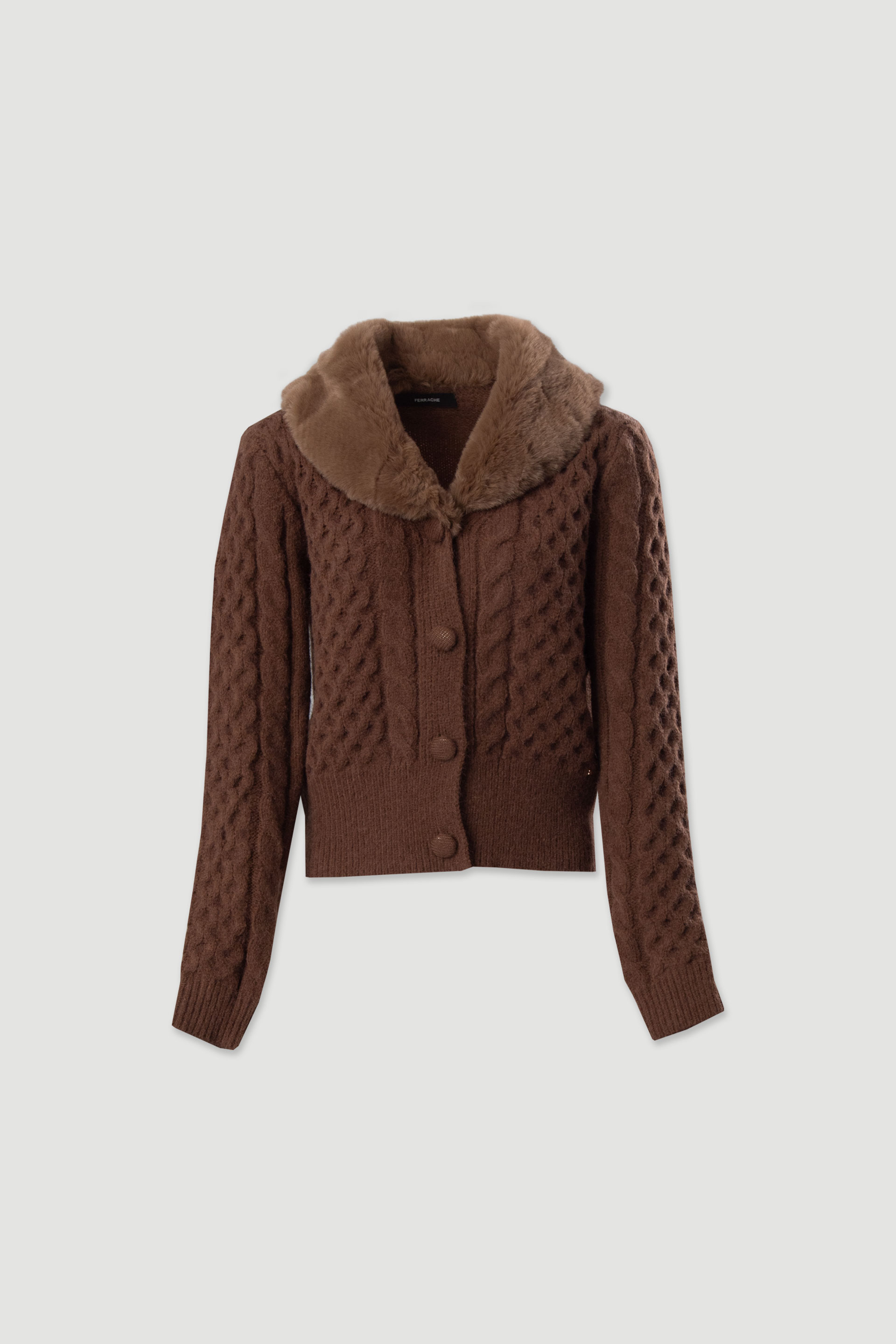 Knit jacket with faux fur collarknit jacket with faux fur collar