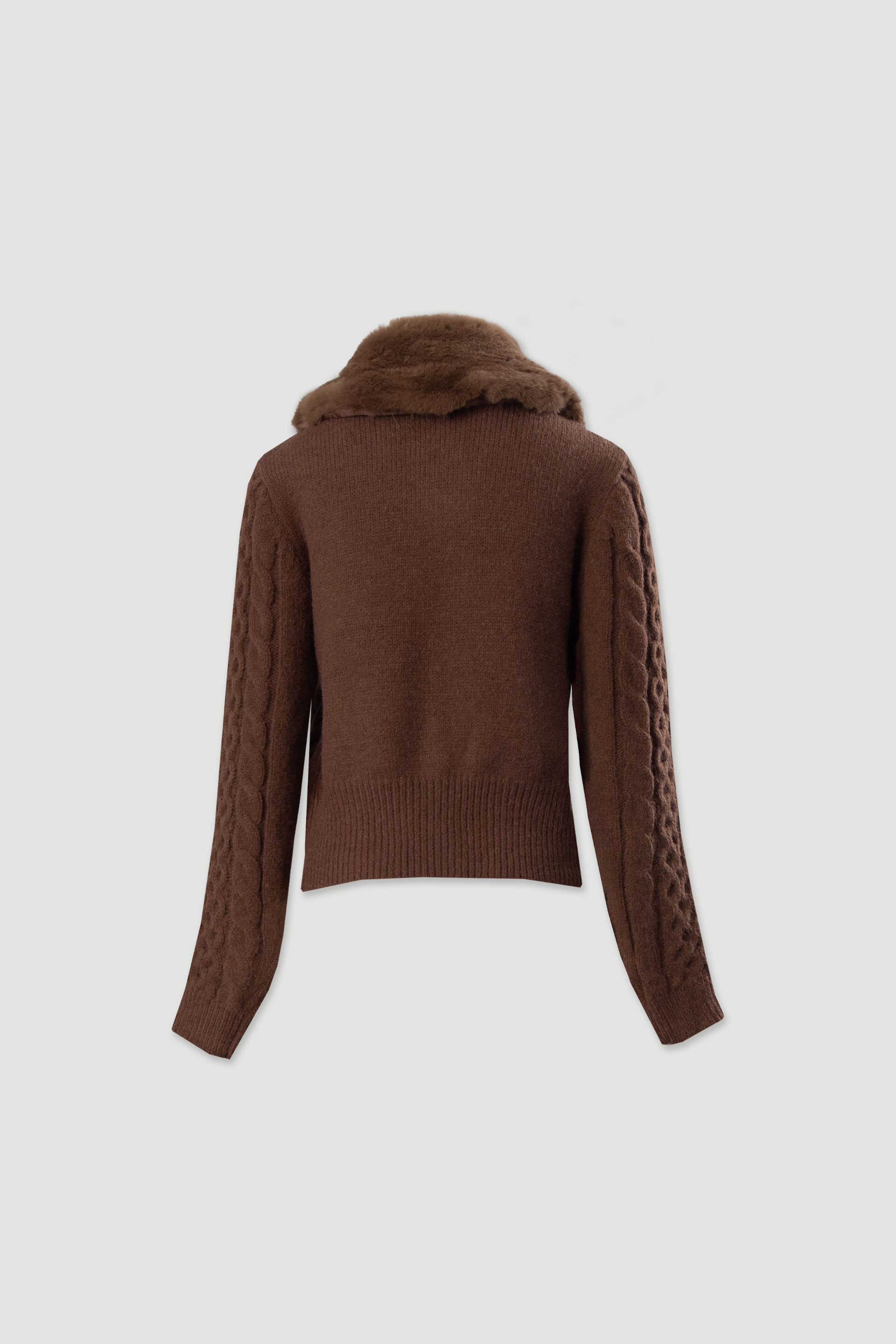 Knit jacket with faux fur collarknit jacket with faux fur collar