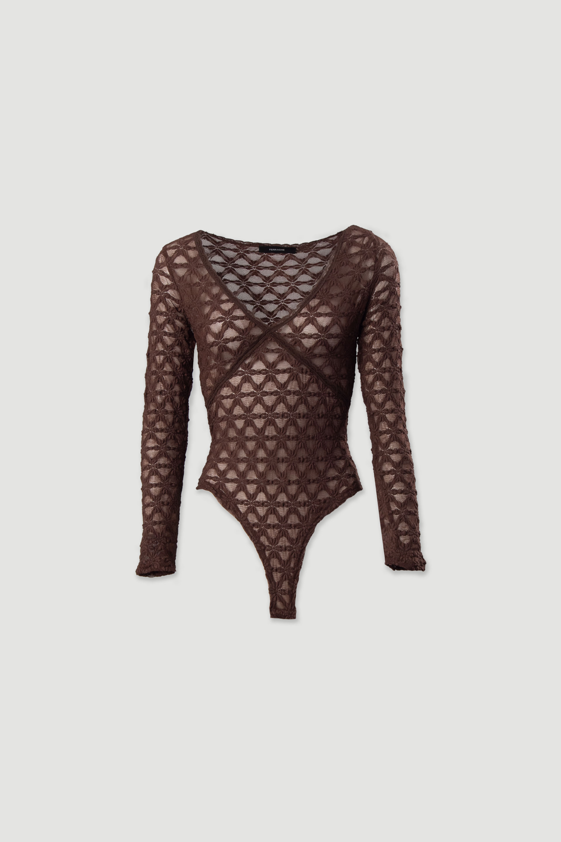 Body em renda com decote em v