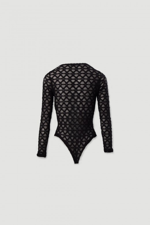 Body em renda com decote em v