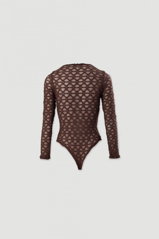 Body em renda com decote em v