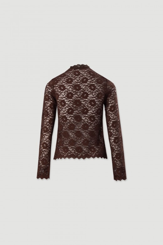 Camisola em renda com gola