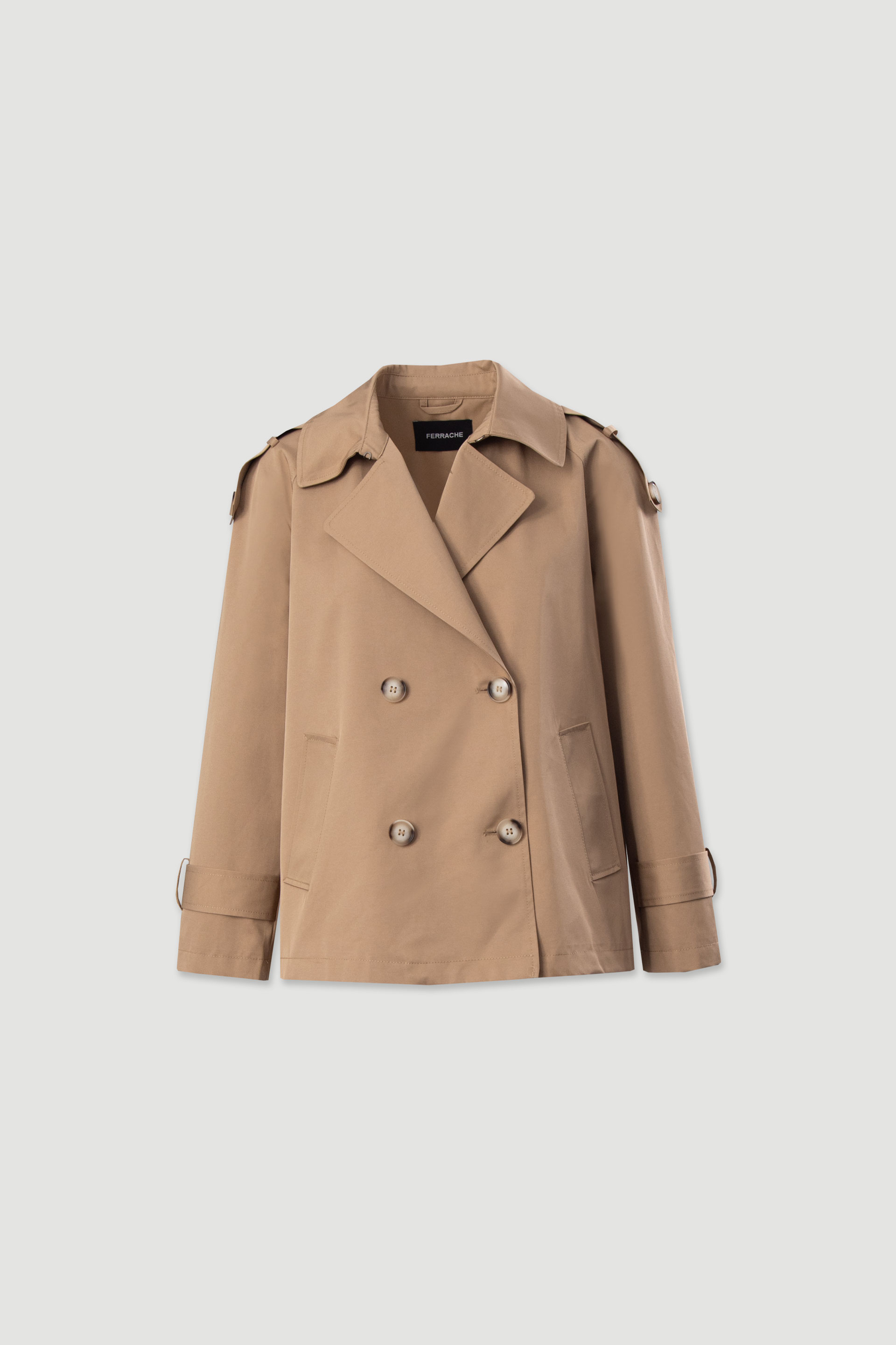 Gabardine curta em trespasse