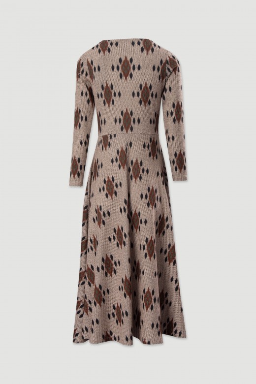 Vestido midi estampado assimtrico