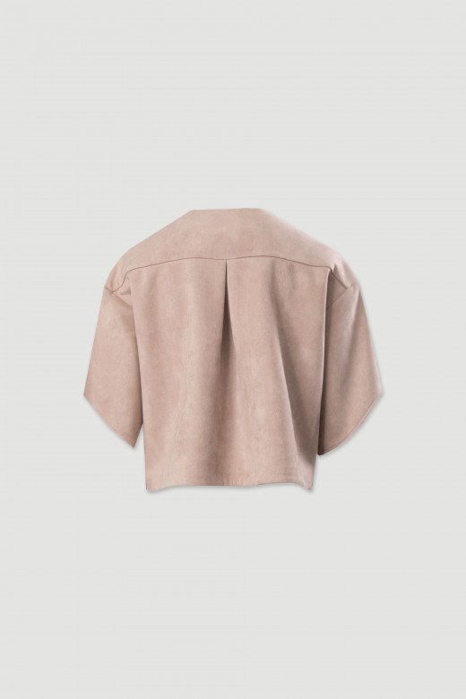 Veste courte en tissu effet peau de pche