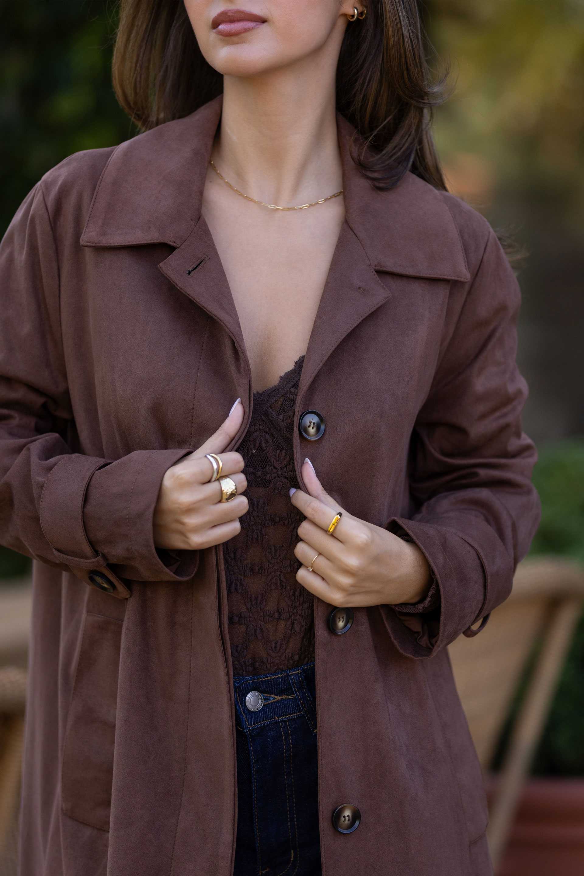 Long faux suede coat