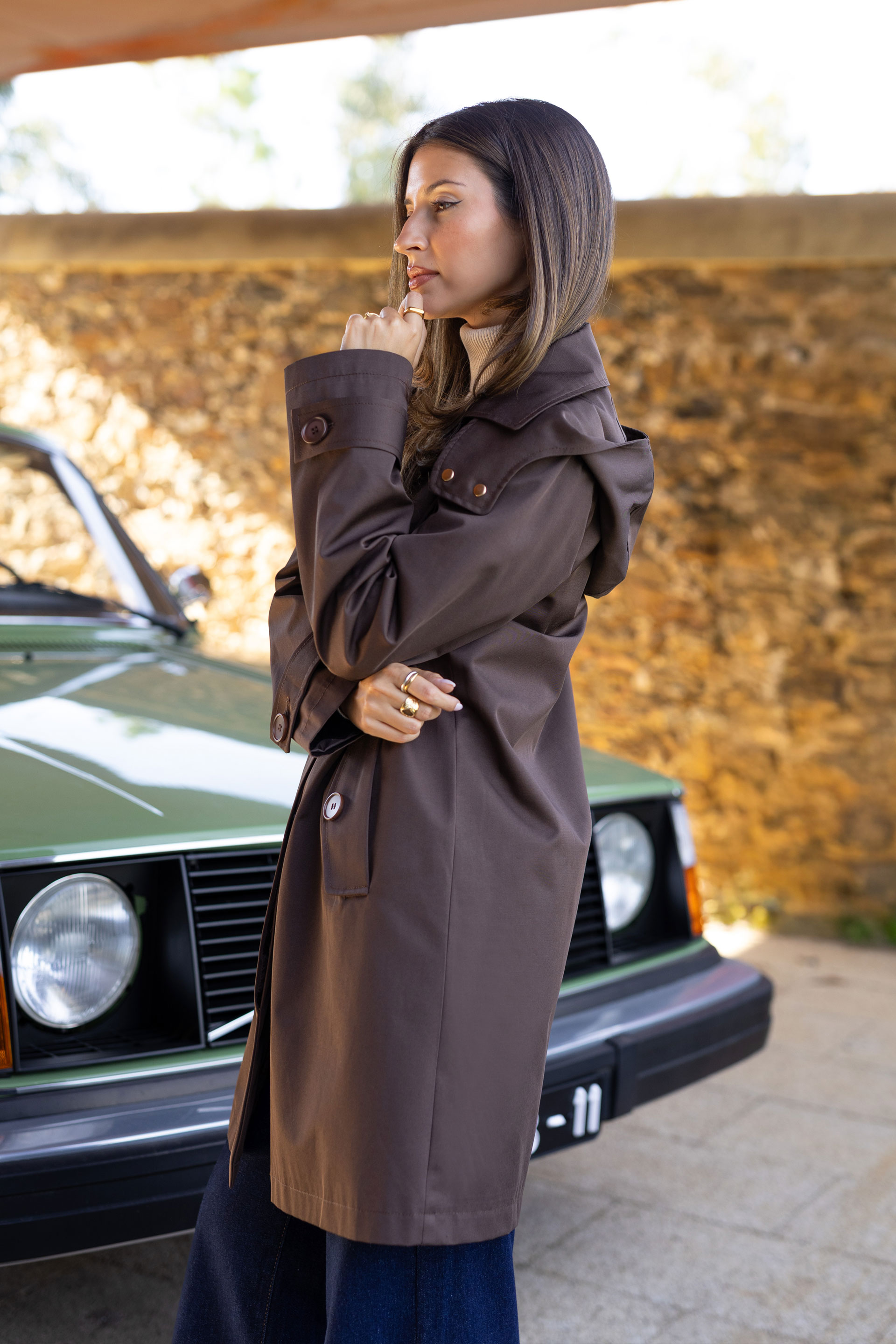 Parka com capuz removível