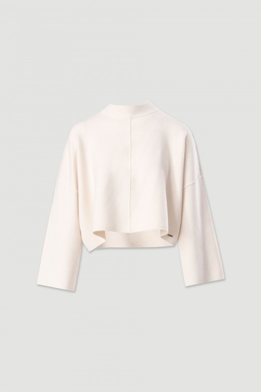 Pull court en maille avec dtail nervur