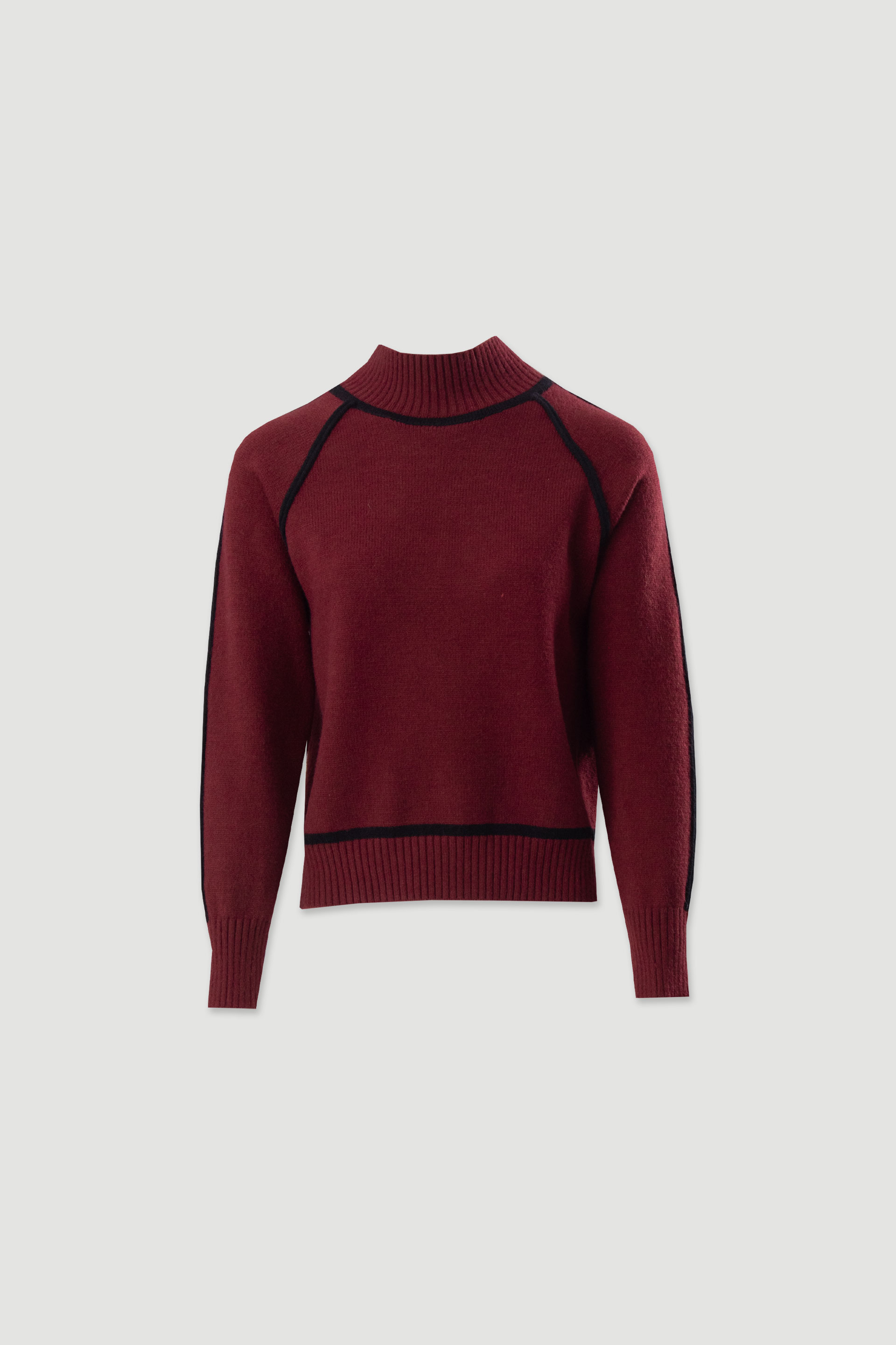 Camisola de malha com gola subida e contraste