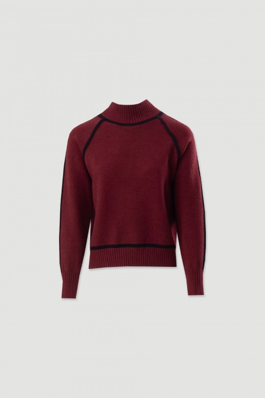 Ersey de punto con cuello alto y detalles en contraste
