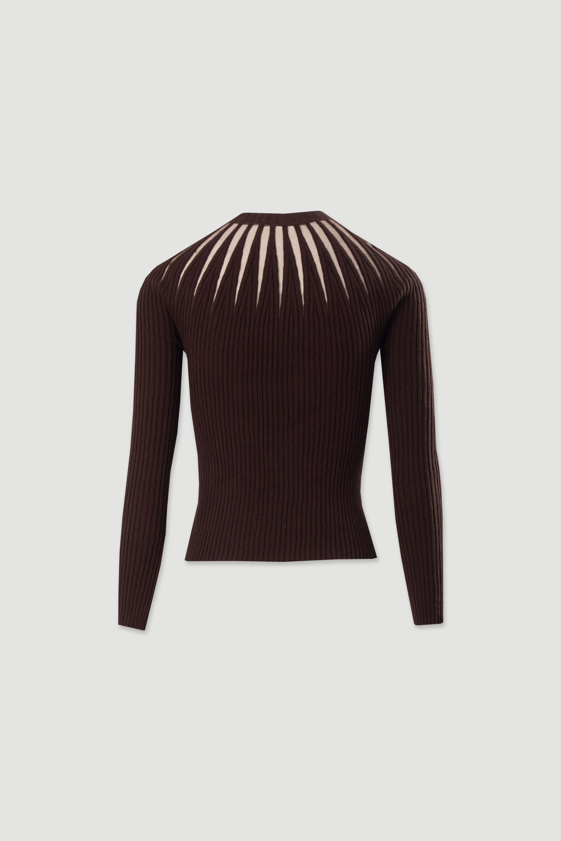 Jersey de punto canalé con detalle de tejido transparente