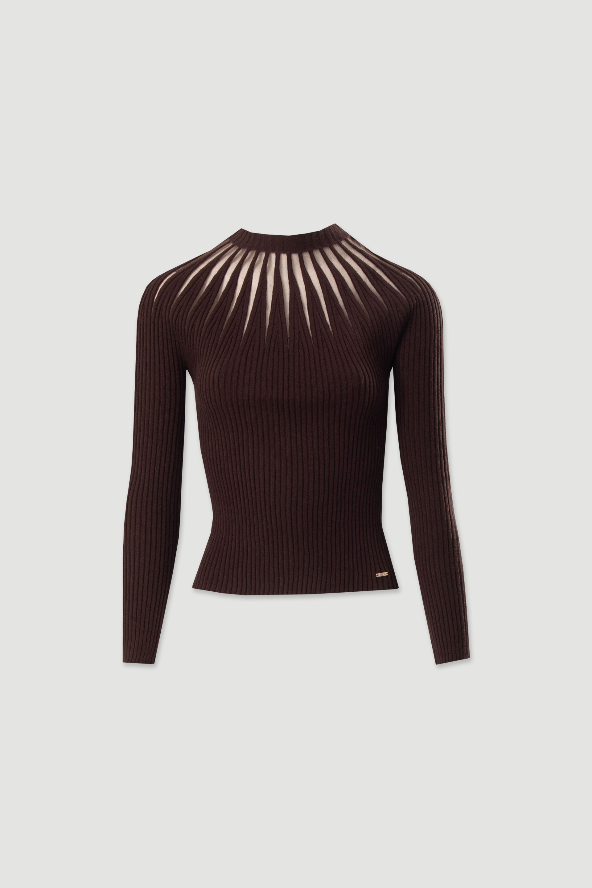 Jersey de punto canalé con detalle de tejido transparente