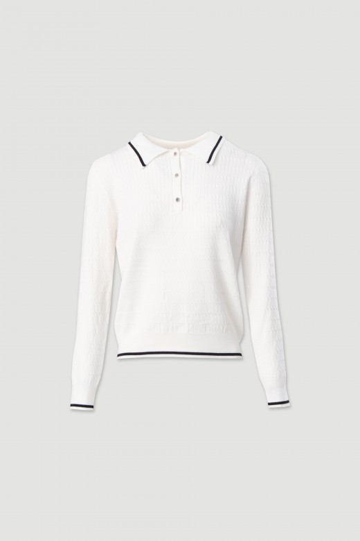 Polo en maille avec dtail de rayure contrastante