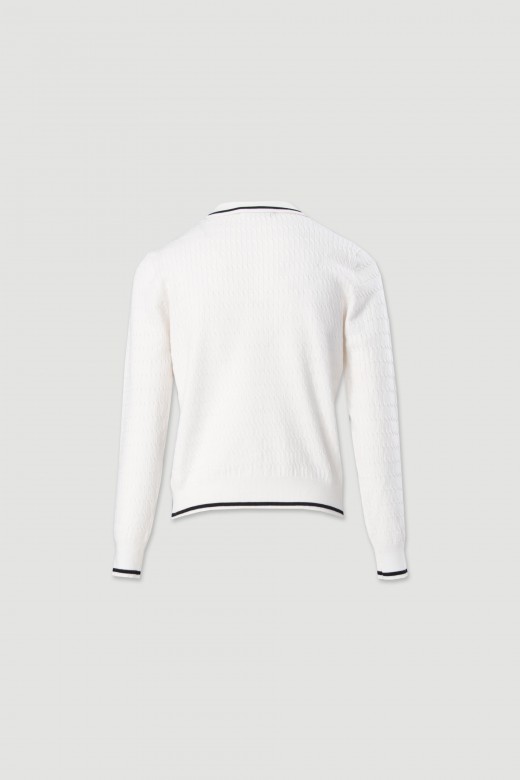 Polo en maille avec dtail de rayure contrastante