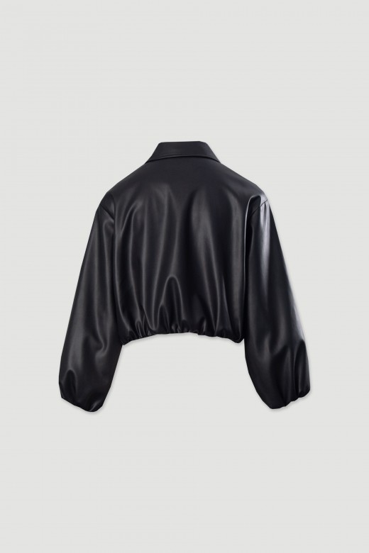 Bomber court en simili cuir