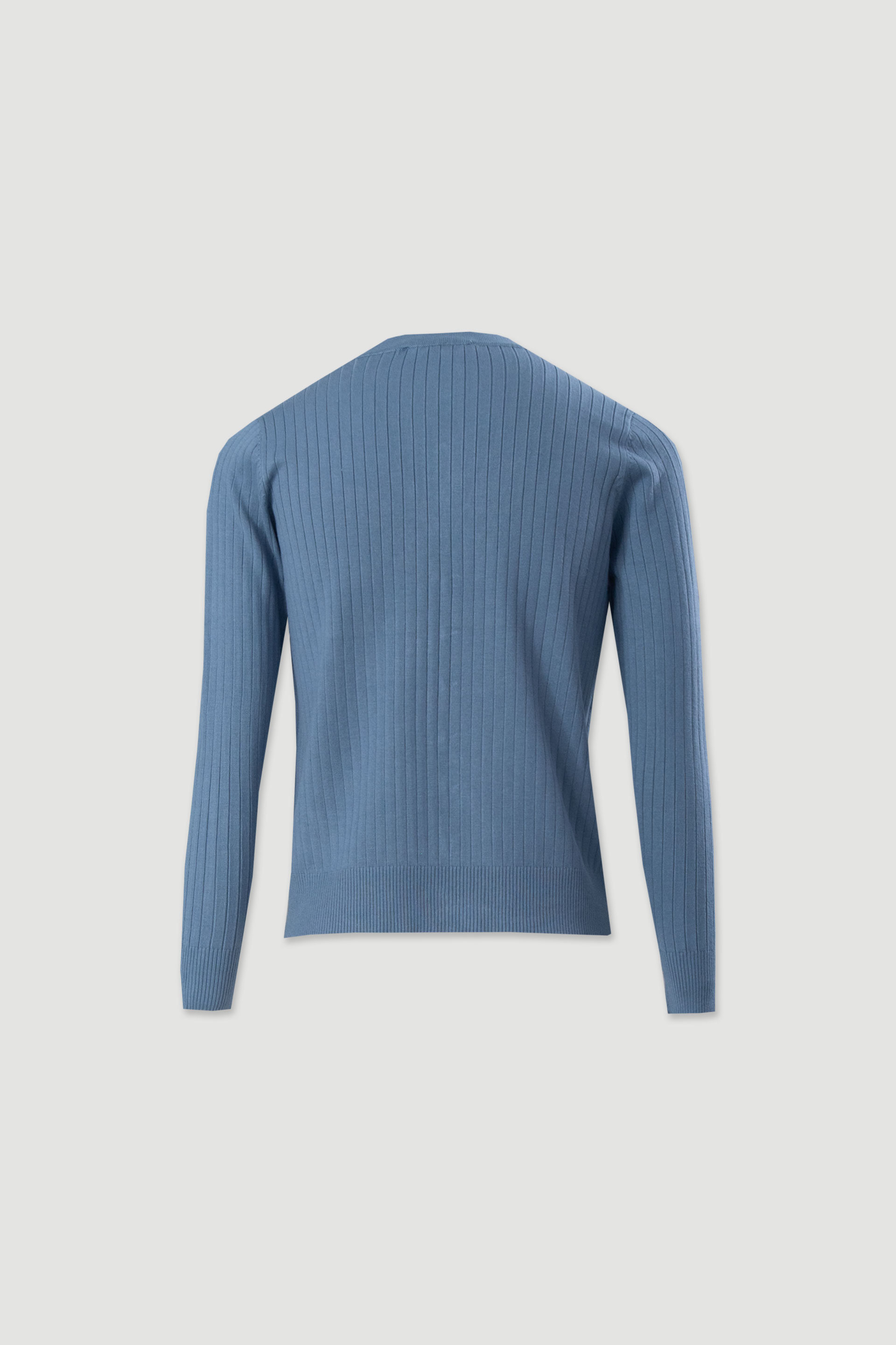 Casaco de malha canelada com decote em v